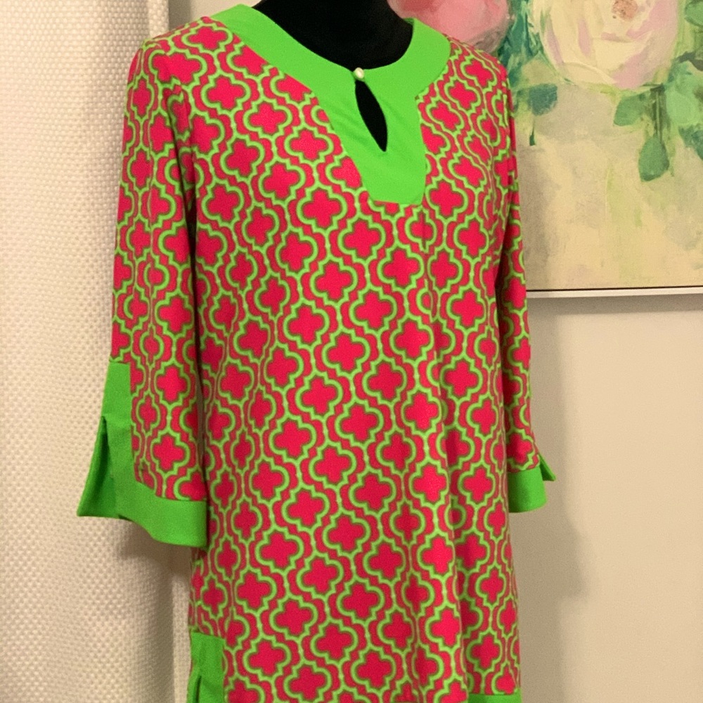 Cabana Life Pink and Green Long Sleeve Dress